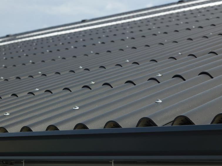 Dak met zwarte golfplaten